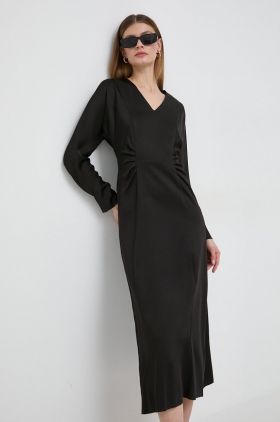 BOSS rochie culoarea negru, midi, evazați 50505634