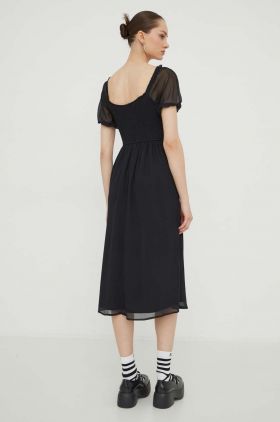 Hollister Co. rochie culoarea negru, midi, evazati