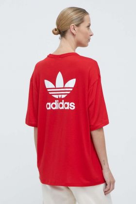 adidas Originals tricou Trefoil Tee femei, culoarea roșu, IR8069