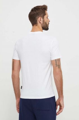 Napapijri tricou din bumbac barbati, culoarea alb, cu imprimeu