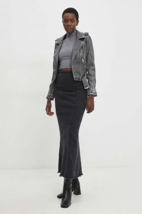 Answear Lab fusta jeans culoarea negru, maxi, creion