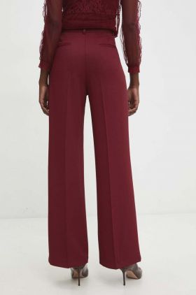 Answear Lab pantaloni femei, culoarea bordo, lat, high waist