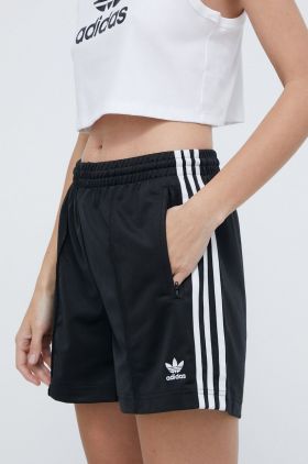 adidas Originals pantaloni scurți femei, culoarea negru, cu imprimeu, high waist  IU2425