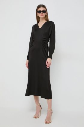 BOSS rochie culoarea negru, midi, evazați 50505634