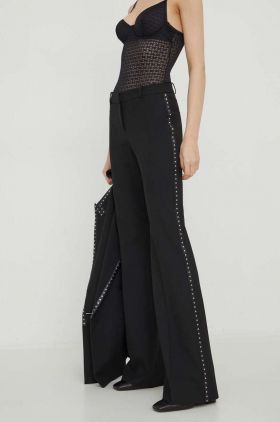 HUGO pantaloni femei, culoarea negru, evazați, high waist 50505344