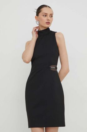 HUGO rochie culoarea negru, mini, mulată 50508266