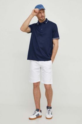 Paul&Shark polo de bumbac culoarea albastru marin, neted