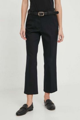 Sisley pantaloni femei, culoarea negru, drept, medium waist