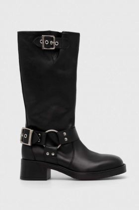 Steve Madden ghete de piele Beau femei, culoarea negru, cu toc drept, SM11003069