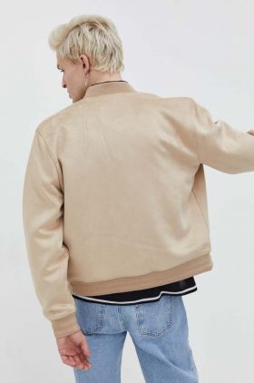 Abercrombie & Fitch geaca bomber barbati, culoarea bej, de tranzitie