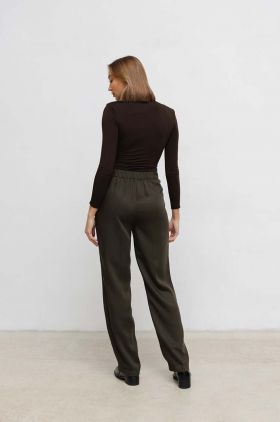 Saint Body pantaloni femei, culoarea maro, lat, high waist