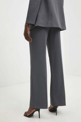 Answear Lab pantaloni femei, culoarea gri, drept, high waist