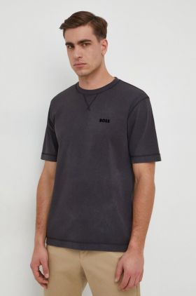 BOSS Orange tricou din bumbac bărbați, culoarea negru, uni 50505257