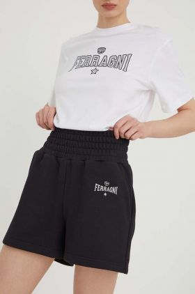 Chiara Ferragni pantaloni scurti din bumbac culoarea negru, neted, high waist