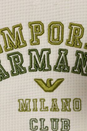 Emporio Armani hanorac de bumbac pentru bebelusi culoarea bej, cu imprimeu