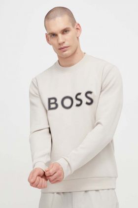 BOSS Green bluză bărbați, culoarea bej, cu imprimeu 50504748