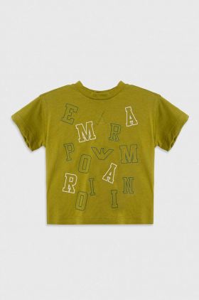 Emporio Armani tricou din bumbac pentru bebelusi culoarea verde, cu imprimeu