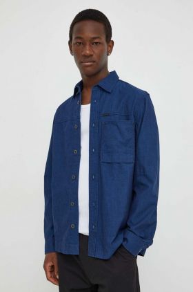 G-Star Raw camasa din bumbac barbati, culoarea albastru marin, cu guler clasic, regular