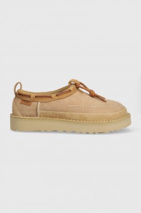 UGG papuci din piele întoarsă Tasman Crafted Regenerate culoarea bej, 1152747