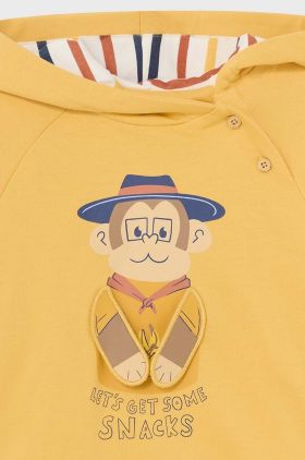 Mayoral bluza bebe culoarea galben, cu glugă, cu imprimeu