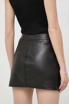 Elisabetta Franchi fusta de piele culoarea negru, mini, drept