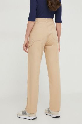 Pepe Jeans pantaloni Betsy femei, culoarea bej, drept, medium waist