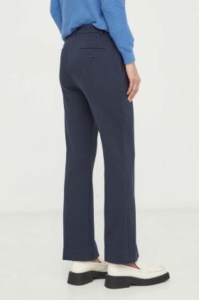 Weekend Max Mara pantaloni femei, culoarea bleumarin, drept, high waist 2415780000000