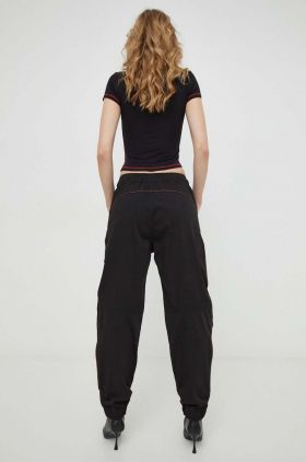 Diesel pantaloni femei, culoarea negru, fason cargo, high waist A10576.0PCAK