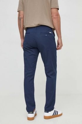 Armani Exchange pantaloni barbati, culoarea albastru marin, cu fason chinos
