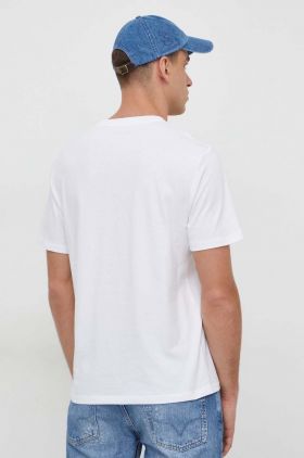 Pepe Jeans tricou din bumbac Craigton barbati, culoarea alb, cu imprimeu