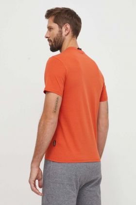 Napapijri tricou din bumbac barbati, culoarea portocaliu, cu imprimeu