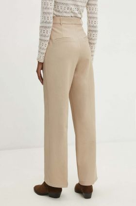 Answear Lab pantaloni femei, culoarea bej, drept, high waist