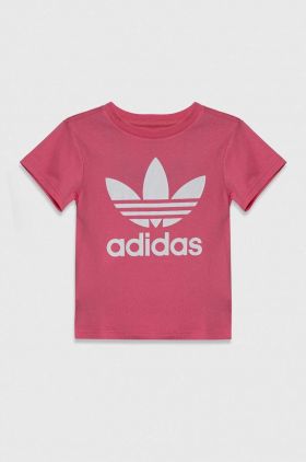 adidas Originals tricou de bumbac pentru copii TREFOIL TEE culoarea roz