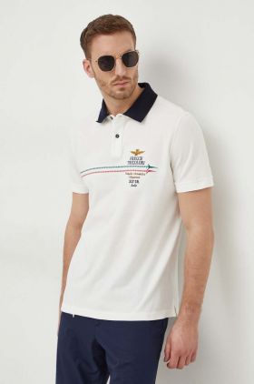 Aeronautica Militare polo de bumbac culoarea alb, cu imprimeu