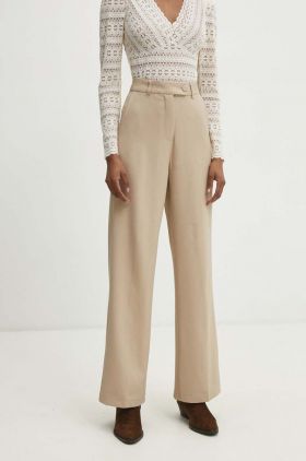 Answear Lab pantaloni femei, culoarea bej, drept, high waist