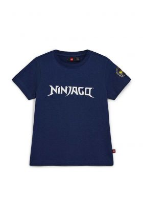 Lego tricou de bumbac pentru copii culoarea albastru marin, cu imprimeu