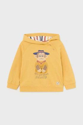 Mayoral bluza bebe culoarea galben, cu glugă, cu imprimeu
