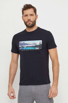 Napapijri tricou din bumbac barbati, culoarea negru, cu imprimeu