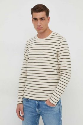 Pepe Jeans longsleeve din bumbac Costa culoarea bej, modelator