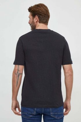 Marc O'Polo tricou din bumbac barbati, culoarea negru, neted