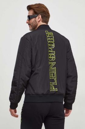 PLEIN SPORT geaca bomber barbati, culoarea negru, de tranzitie