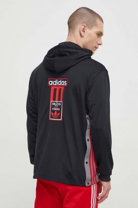 adidas Originals bluză Adibreak Full-Zip Hoodie bărbați, culoarea negru, cu glugă, cu model, IM8209