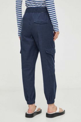 Marc O'Polo pantaloni de catifea cord DENIM culoarea albastru marin, high waist