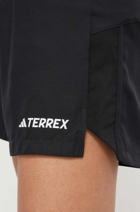 adidas TERREX pantaloni scurți sport TERREX Multi femei, culoarea negru, uni, medium waist HZ6284