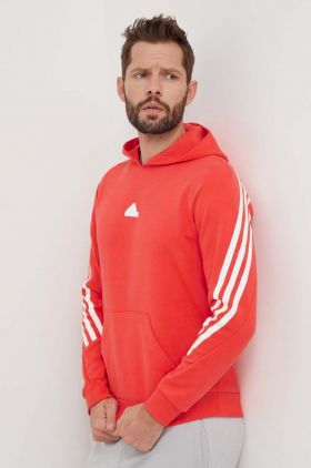 adidas bluză bărbați, culoarea roșu, cu glugă, cu imprimeu IR9229