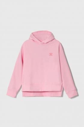 adidas Originals bluza copii culoarea roz, cu glugă, neted