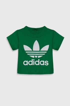 adidas Originals tricou de bumbac pentru copii TREFOIL TEE culoarea verde, cu imprimeu