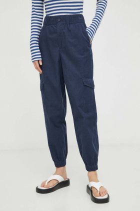 Marc O'Polo pantaloni de catifea cord DENIM culoarea albastru marin, high waist