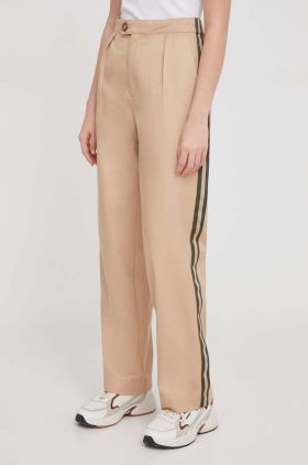 Pepe Jeans pantaloni SUSANNE femei, culoarea bej, drept, high waist