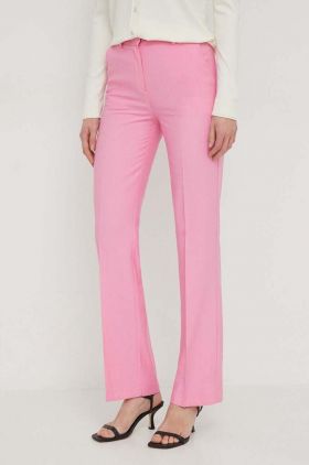 United Colors of Benetton pantaloni femei, culoarea roz, drept, high waist